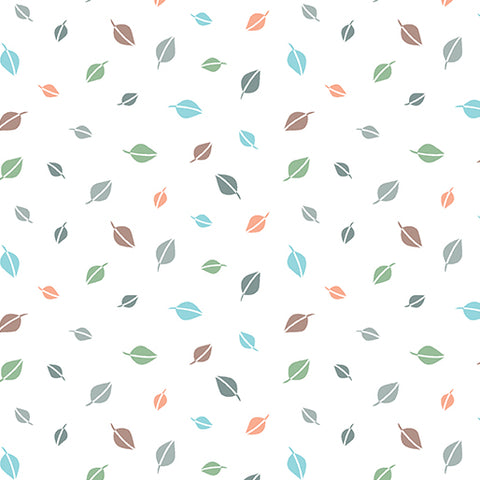 Cozy Forest - Forest Leaves White Flannel