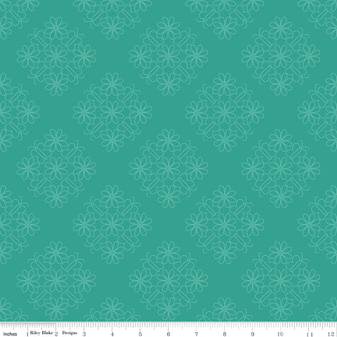 Flower Farm - Outlined Floral Teal