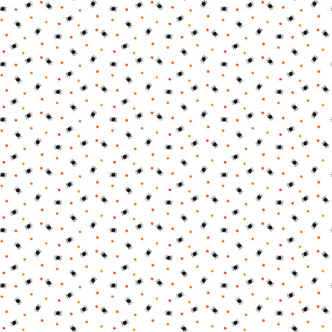 Haunted House - White Tiny Spiders & Dots Halloween