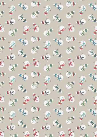 Snow Day - Scattered Snowmen on Dark Cream Flannel