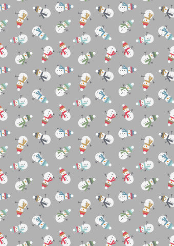 Snow Day - Scattered Snowmen on Grey Flannel