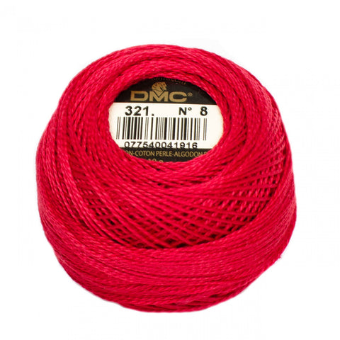Pearl Cotton Balls - Size 8 Christmas Red