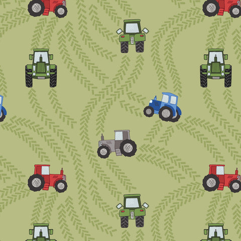 Piggy Tails - Tractor Trails on Green