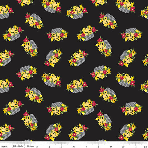 Petals And Pedals - Baskets Black - 1 Yard Cut