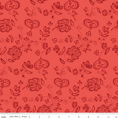 Be Mine Valentine - Hearts and Flowers Red