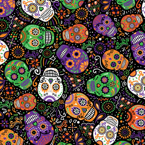 Day Of The Dead Mardi Gras Skulls - Black