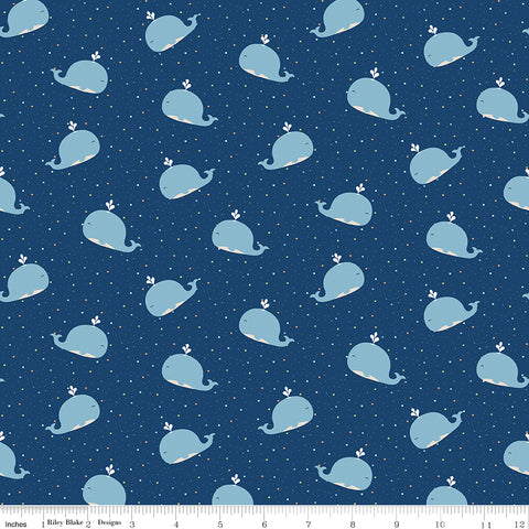 Juvenile Flannel Whales Navy