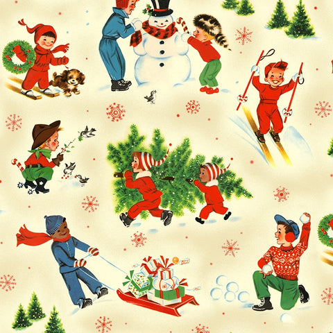 Vintage Christmas - Cream Snowy Playground
