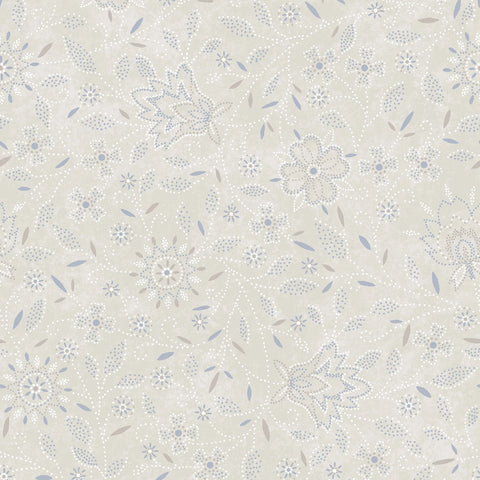 Patchwork Blue - Cream Floral