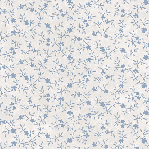 Patchwork Blue - Cream Vines