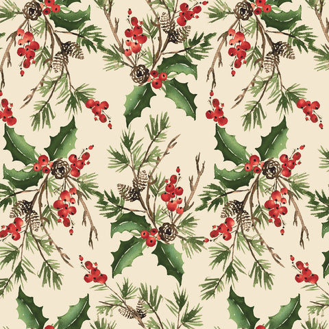 Berry Chic - Cream Holly Bouquet  - 108" Wide Back