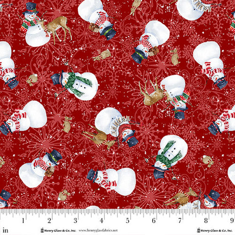 Joyful Snowmen - Red Tossed Snowmen