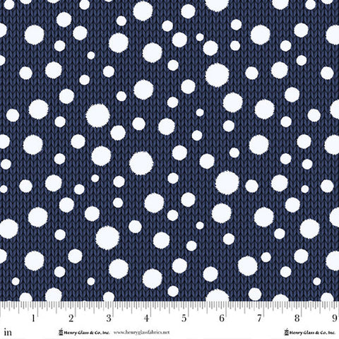 Joyful Snowmen - Navy Dots On Knit Texture