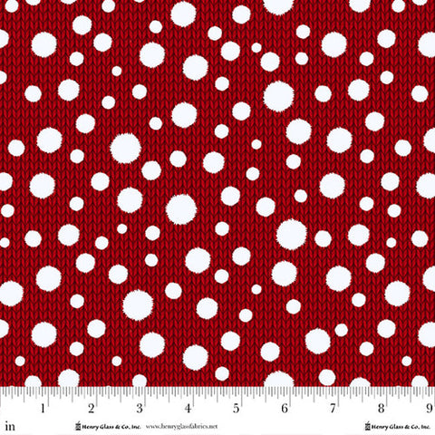 Joyful Snowmen - Red Dots On Knit Texture