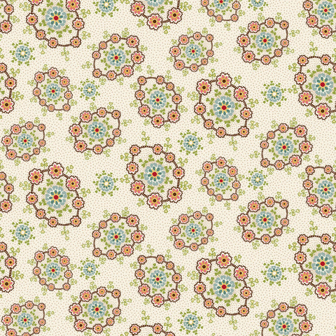 Candlelight & Romance - Cream Floral Wreaths - 108" Wide Back