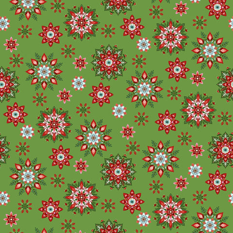 Scandinavian Holiday - Green Snowflake Toss
