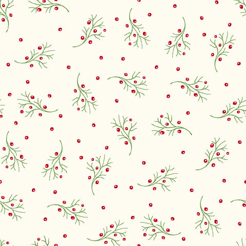 Scandinavian Holiday - Cream Holly Berry Sprigs