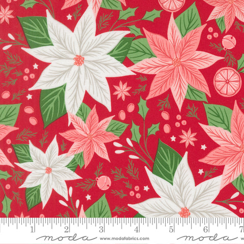 Merrily on High - Floral Poinsettia Christmas Red