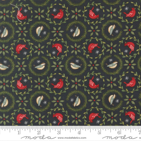 When Snow Falls - Tiny Birds in Wreaths Night Sky
