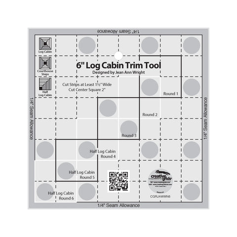 Creative Grids 6" Log Cabin Trim Tool Quilt Ruler