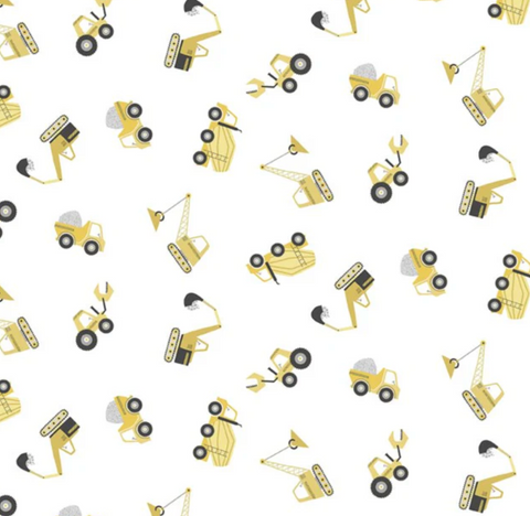 Pattern of construction vehicle icons on a white background