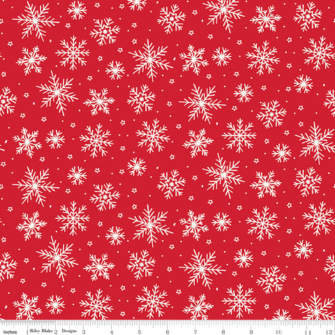 The North Pole - Snowflakes Tomato Flannel