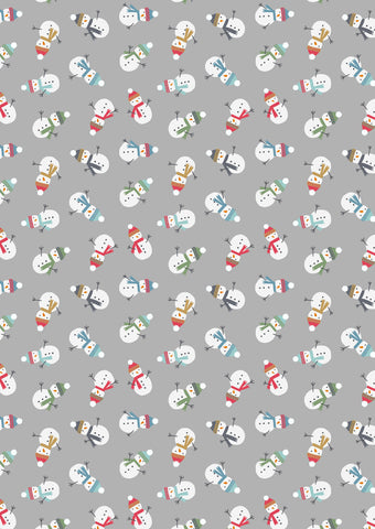 Snow Day - Scattered Snowmen on Grey Flannel