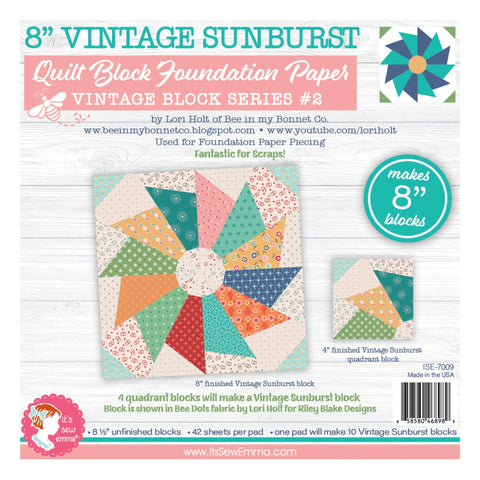 8" Vintage Sunbursts Quilt Block Foundation Papers
