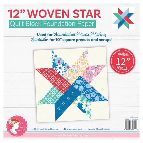 12" Woven Star Quilt Block Foundation Papers