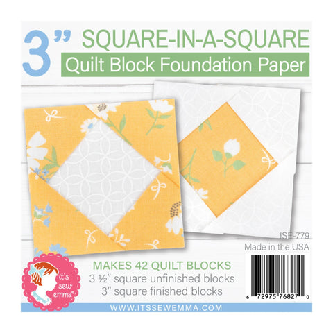 Square in a Square 3" Quilt Block Foundation Paper