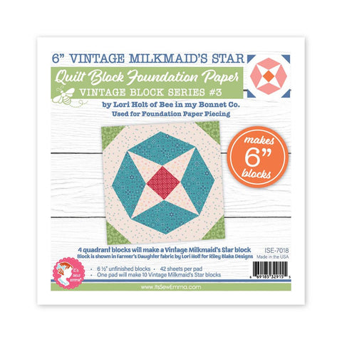 Vintage Milkmaid Star Quilt 6" Foundation Paper Pad
