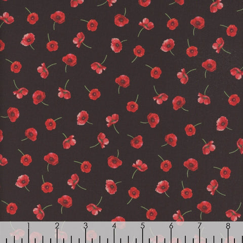 Poppy Passion - Tossed Poppies Black