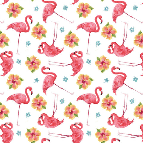 Pink Paradise - Pink Small Tossed Flamingos