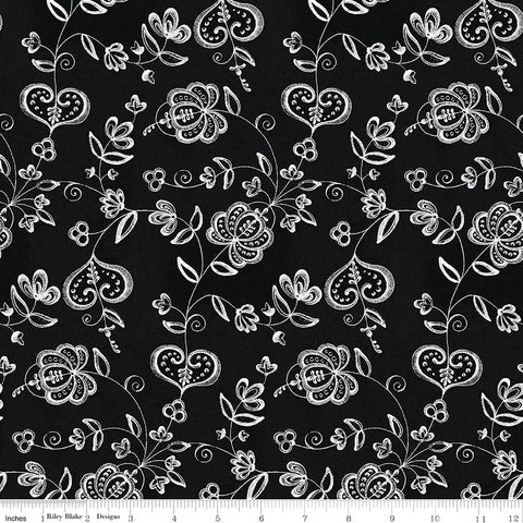 Be Mine Valentine - Hearts and Flowers Black