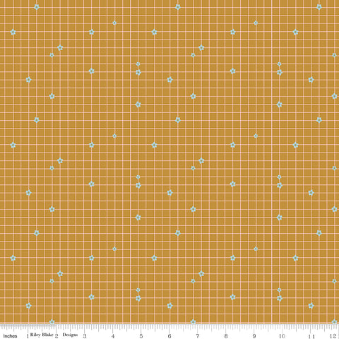 Butterfly Blossom - Grid Ochre - Remnant