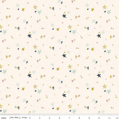 Juvenile Flannel - Salt and Honey Hearts and Stars Cream