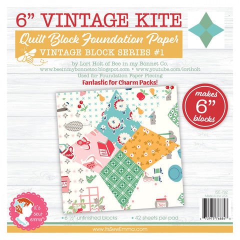 6" Vintage Kite Quilt Block Foundation Paper